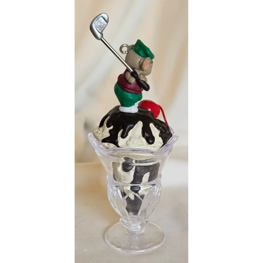VTG Hallmark Keepsake Ornament 1999 Mouse Golfing on Ice Cream Sundae